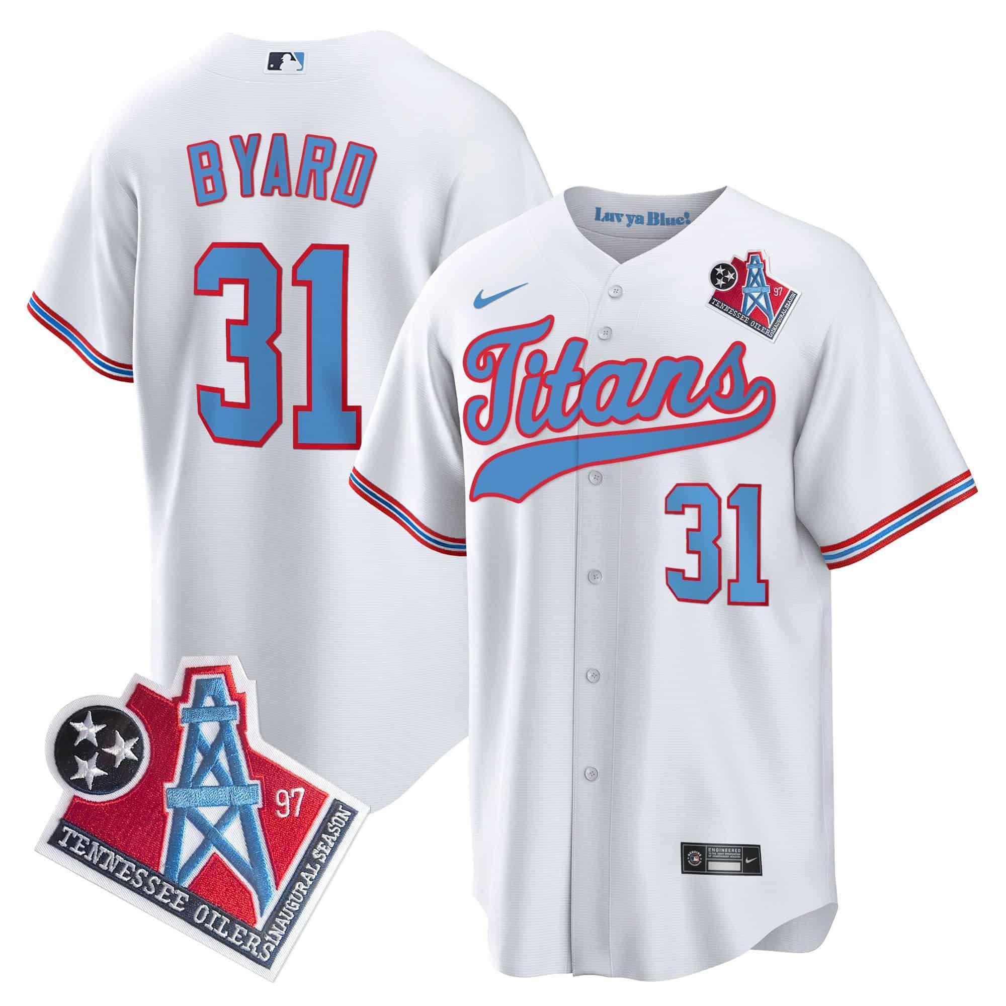 Men Tennessee Titans 31 Byard White Nike 1997 Throwback Limited Cool Base NFL Jersey